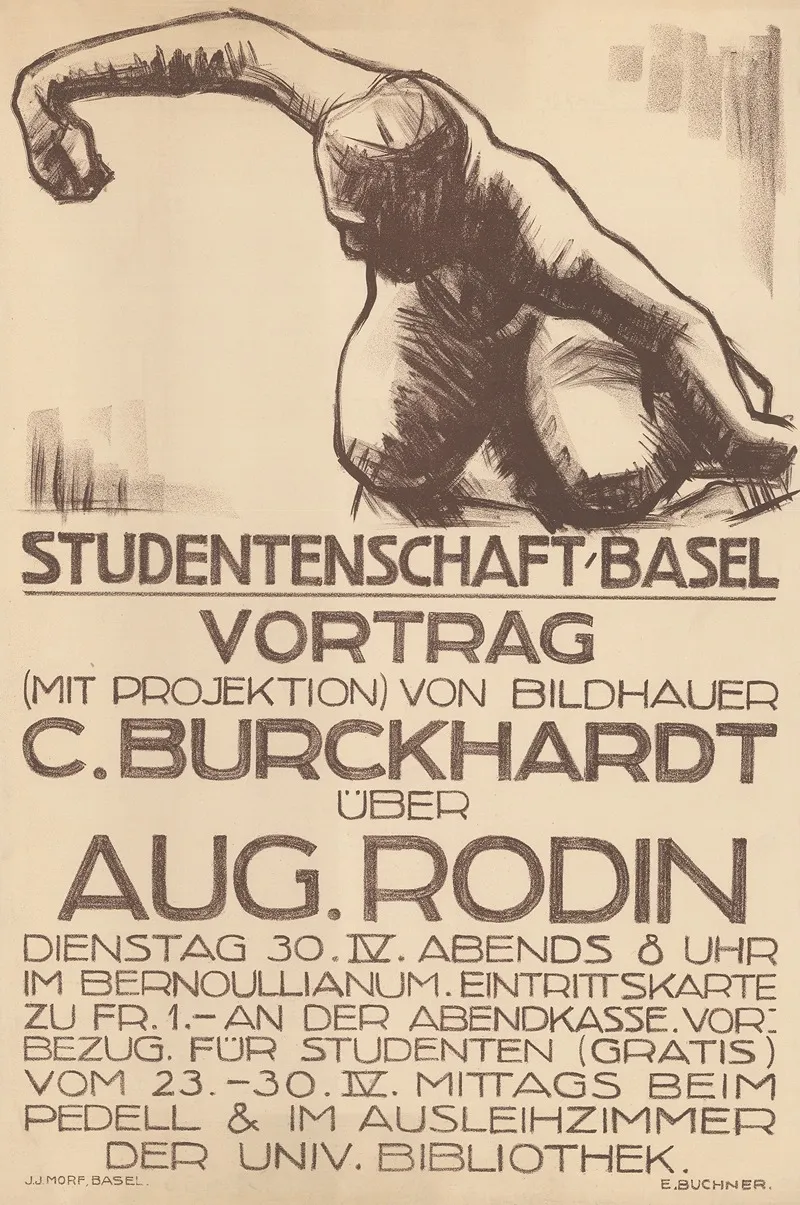 Studentenschaft Basel Vortrag C Burckhardt Uber Aug Rodin Wall Art by Ernst Buchner - High-Resolution Digital Print