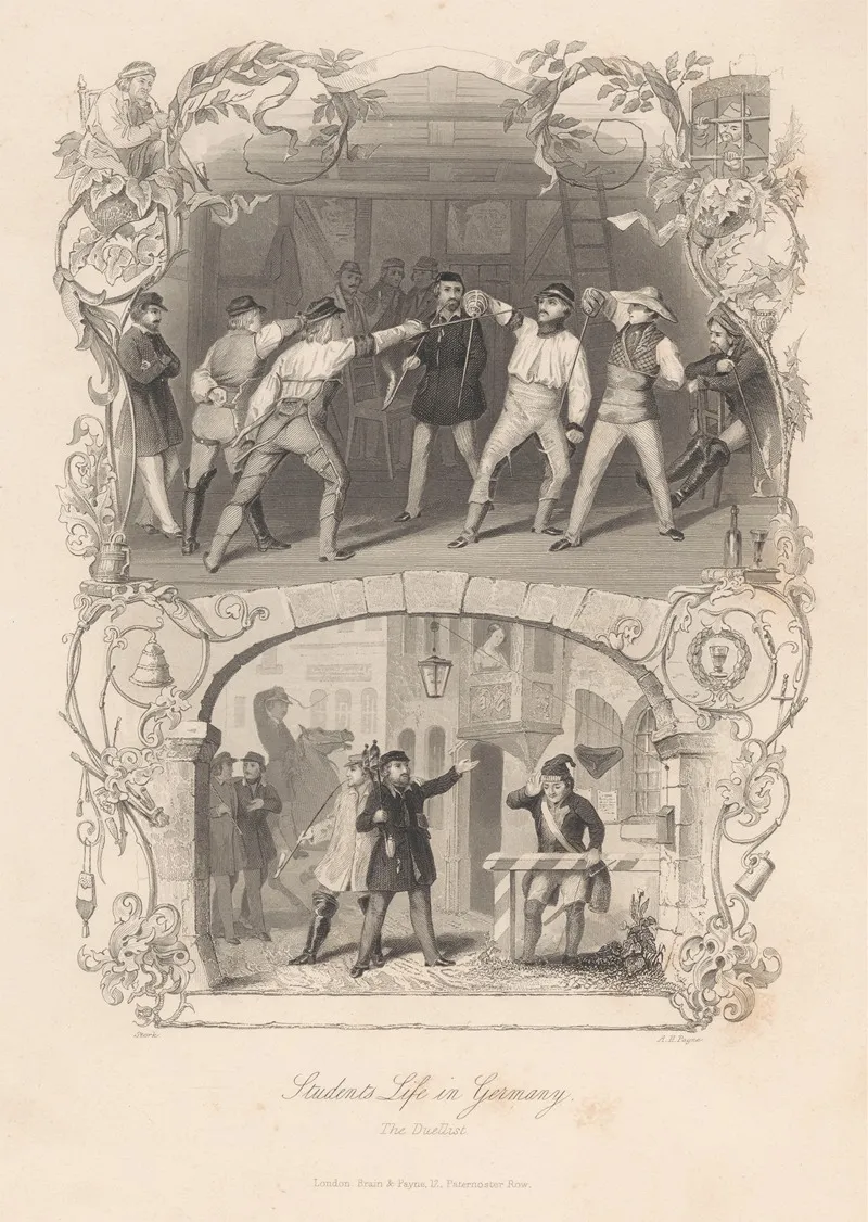 Students Life In Germany The Duellist Wall Art by Albert Henry Payne - High-Resolution Digital Print