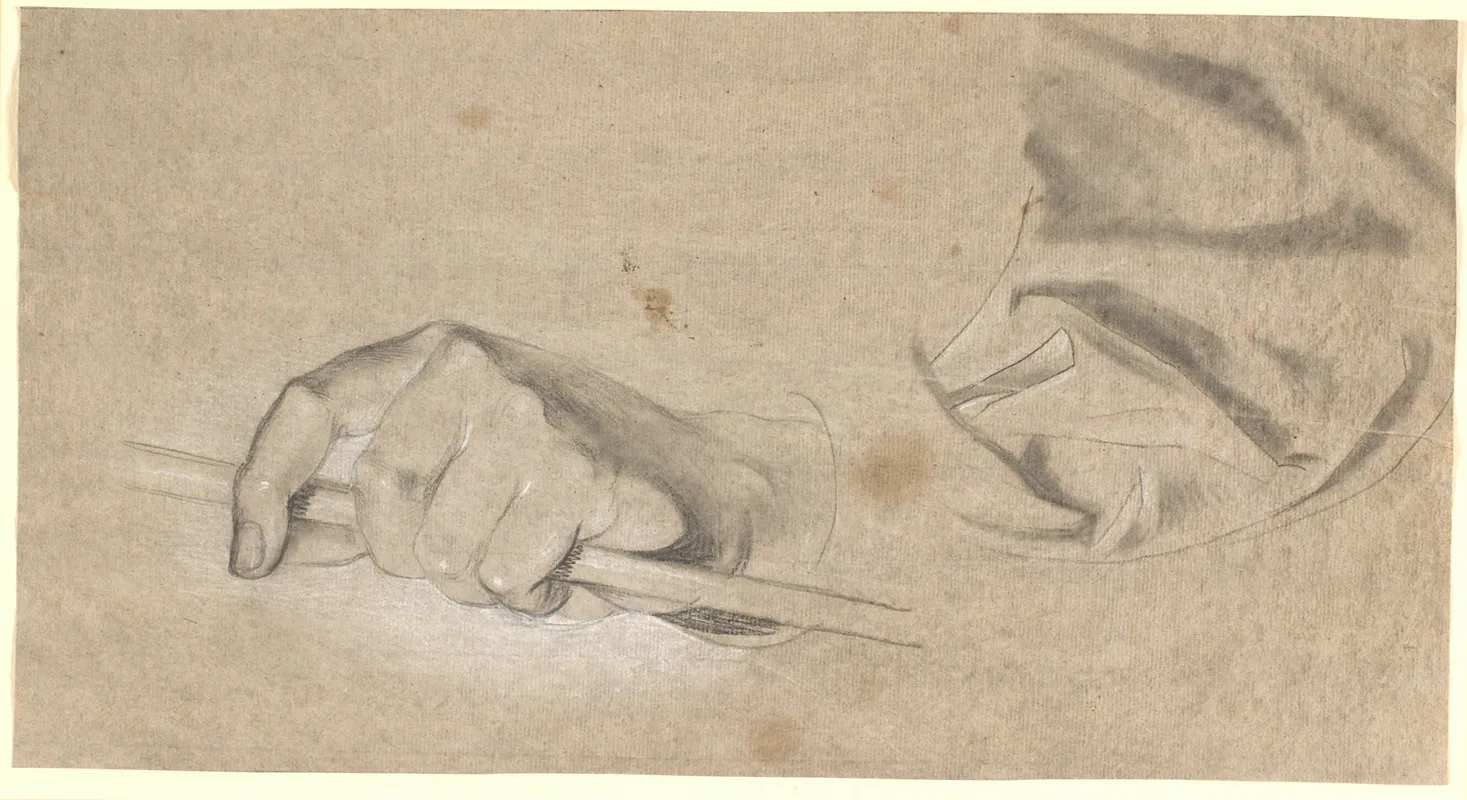 Studie Af En Hand Og Et Draperi