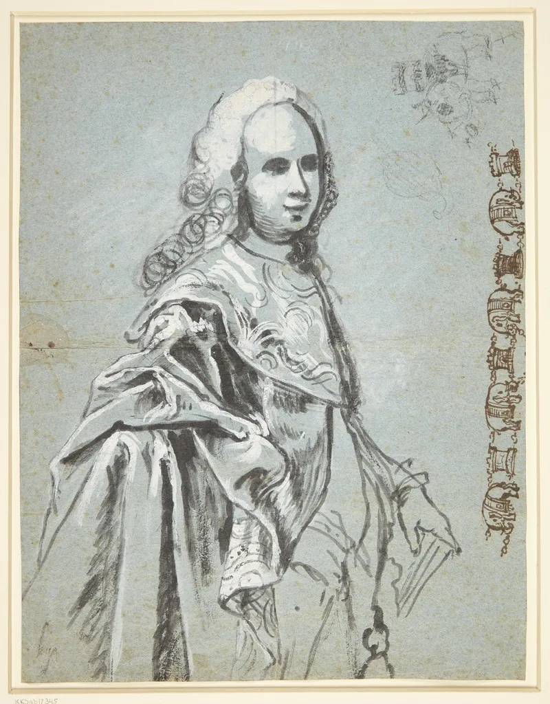 Studie Til Et Portraet Formentlig Af A G Moltke Til Hojre Pa Bladet Studie Til Elefantridderordenens Kaede Wall Art by Carl Gustaf Pilo - High-Resolution Digital Print
