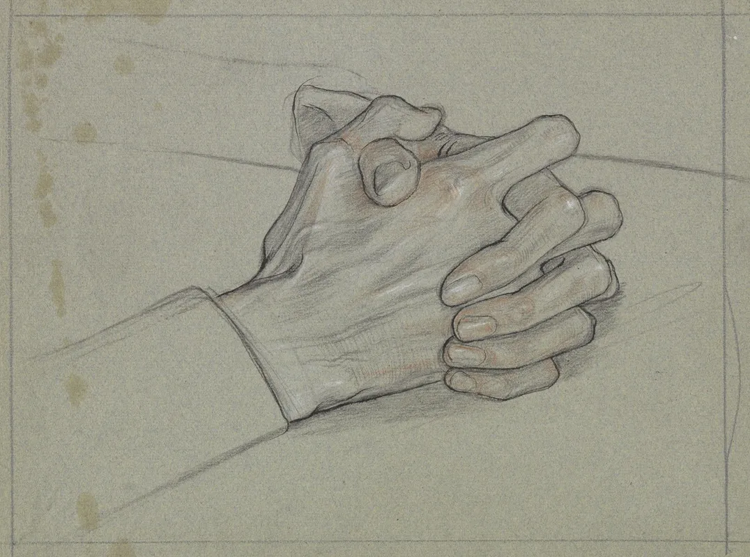 Studie Van Gevouwen Handen Voor Het Portret Van Mevrouw Ragazzi Van Den Wall Bake