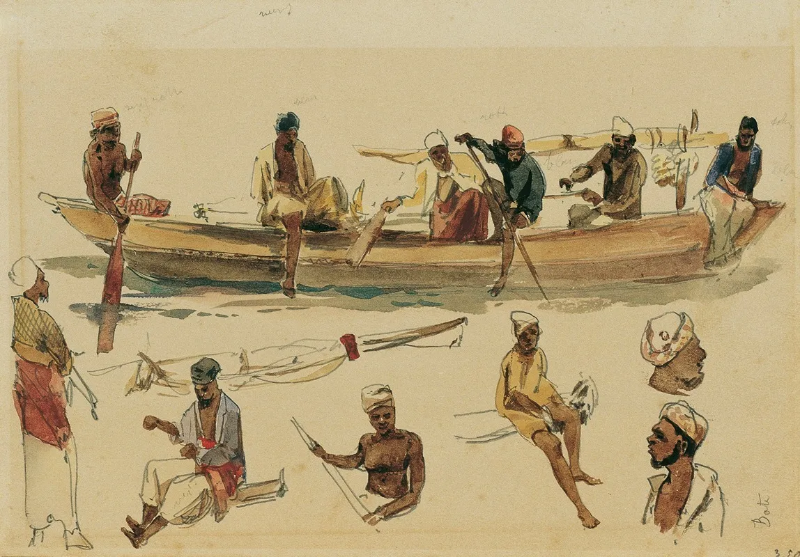Studie Von Booten Und Bootsleuten Auf Ceylon