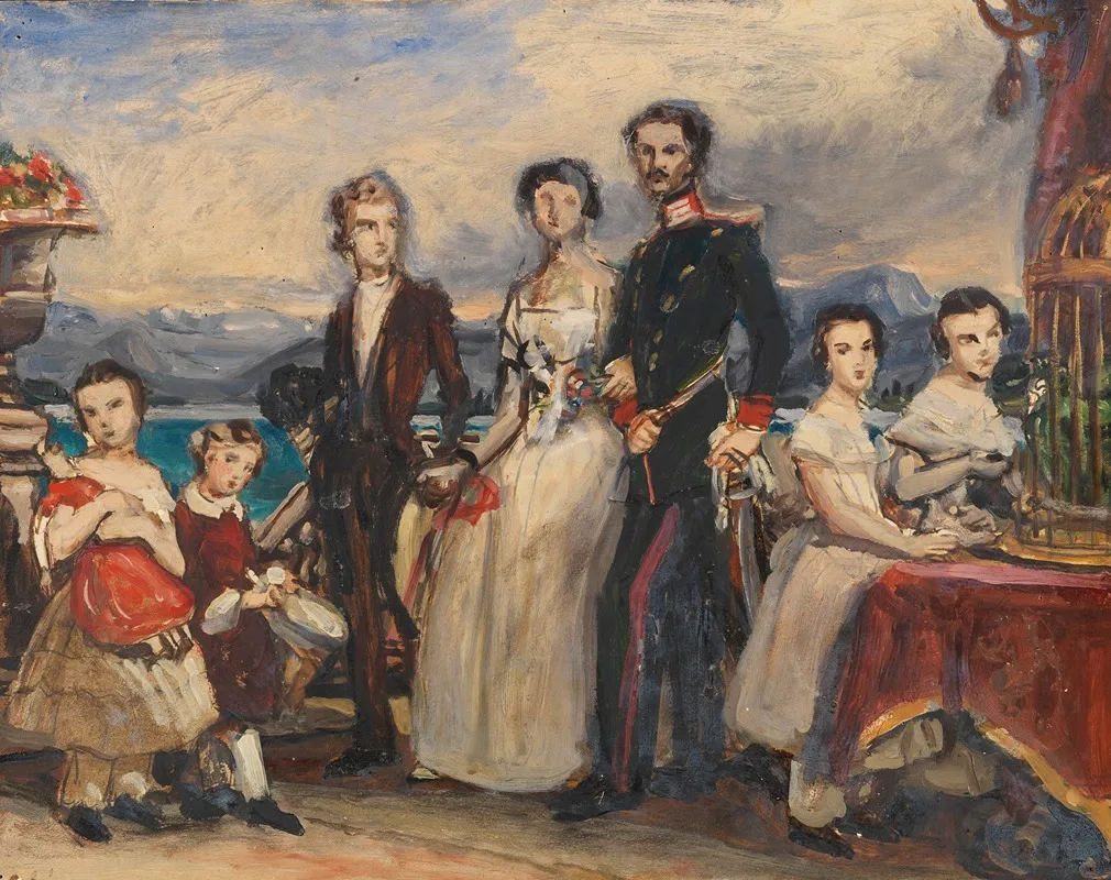 Studie Zu Dem Gemalde Die Geschwister Der Kaiserin Elisabeth Von Osterreich Wall Art by Joseph Karl Stieler - High-Resolution Digital Print