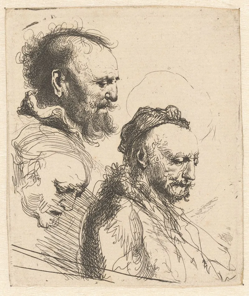 Studieblad Met Drie Koppen Van Een Oude Man Wall Art by Ignace-Joseph de Claussin - High-Resolution Digital Print