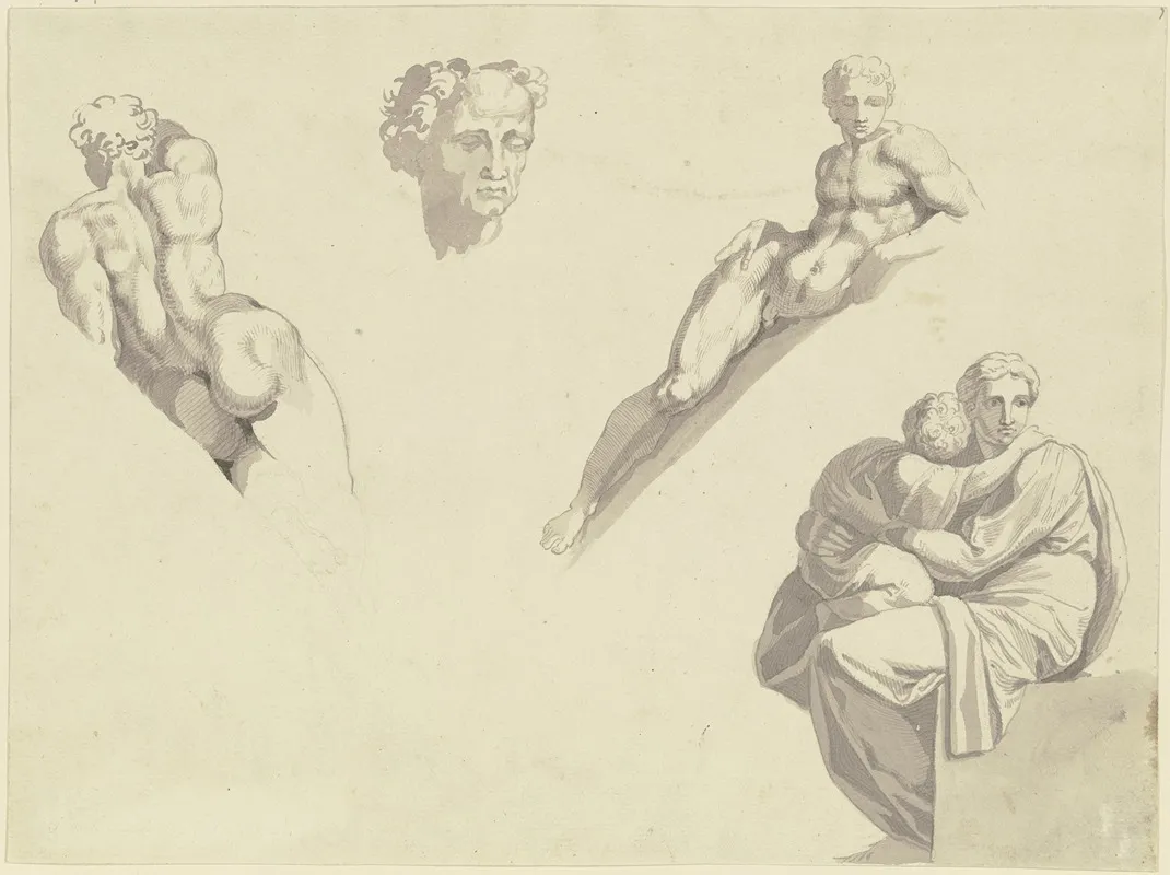 Studien Aus Der Sixtinische Kapelle Des Michelangelo Nach Kupferstichen Gezeichnet
