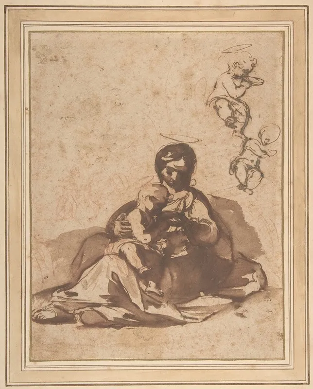 Studies For A Rest On The Flight Into Egypt Wall Art by Rutilio Manetti - High-Resolution Digital Print