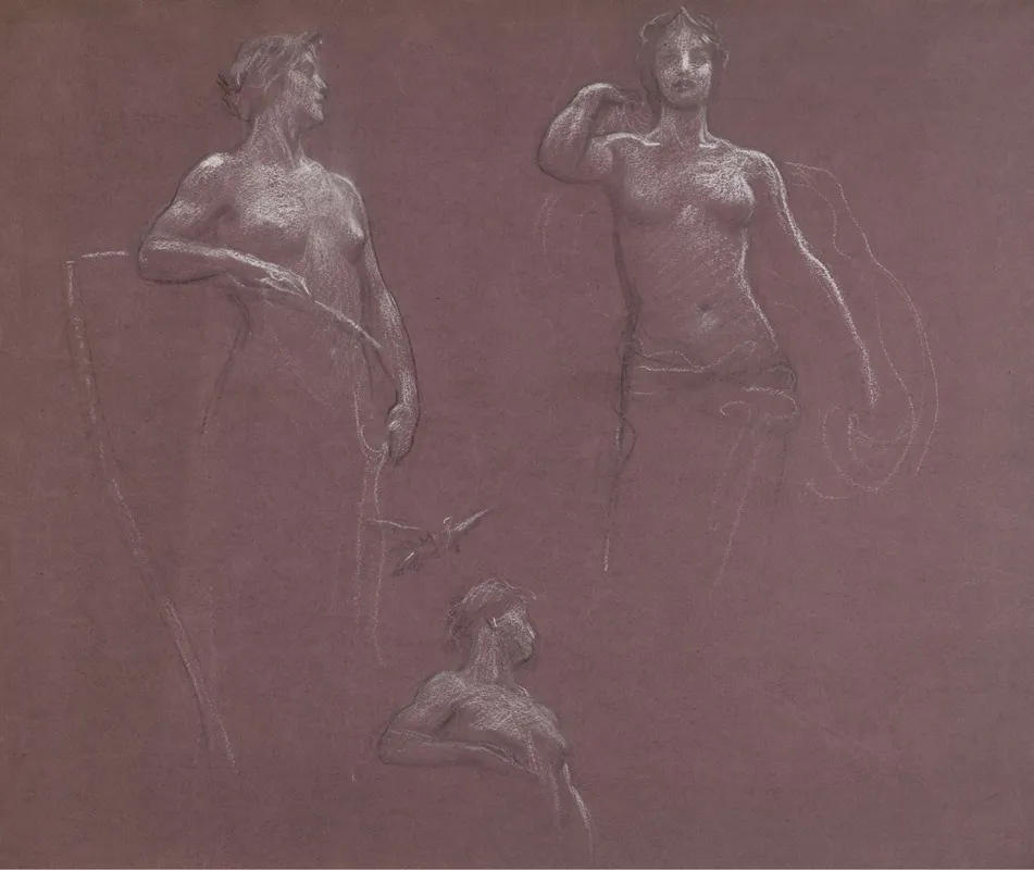 Studies For Ceres And Juno In Prospero Summoning Nymphs And Deities Wall Art by Herbert James Draper - High-Resolution Digital Print