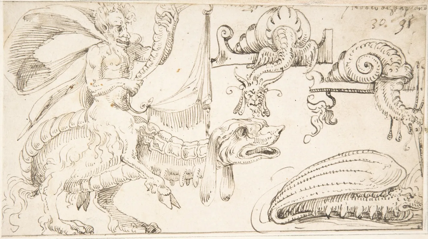 Studies For Grotesque Figures In The Flemish Style Wall Art by Andrés de Melgar - High-Resolution Digital Print