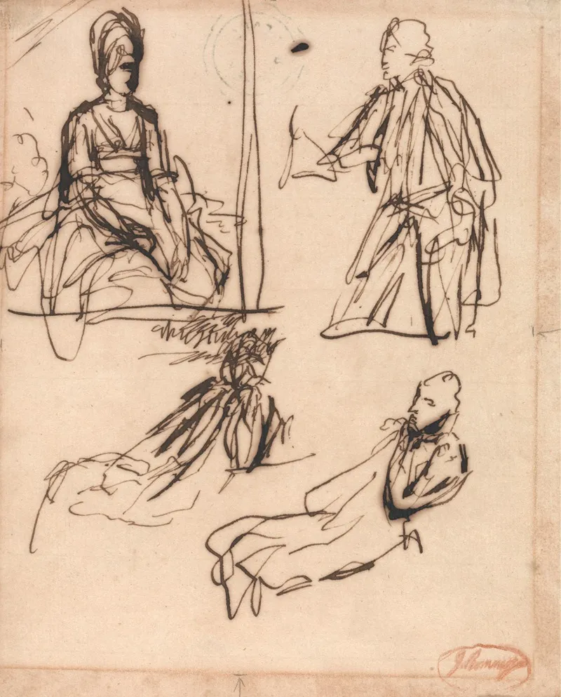 Studies For Portraits Of A Man And Of A Woman Wall Art by George Romney - High-Resolution Digital Print