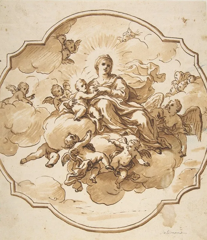 Studies For Seated Figures Of Christ And God The Father In Red Chalk Wall Art by Nicola Maria Rossi - High-Resolution Digital Print