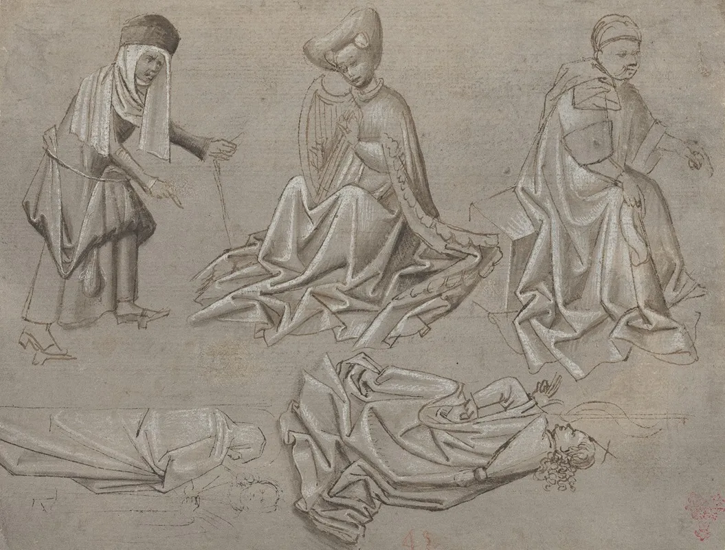 Studies For Six Figures Sheet From A Model Book Recto