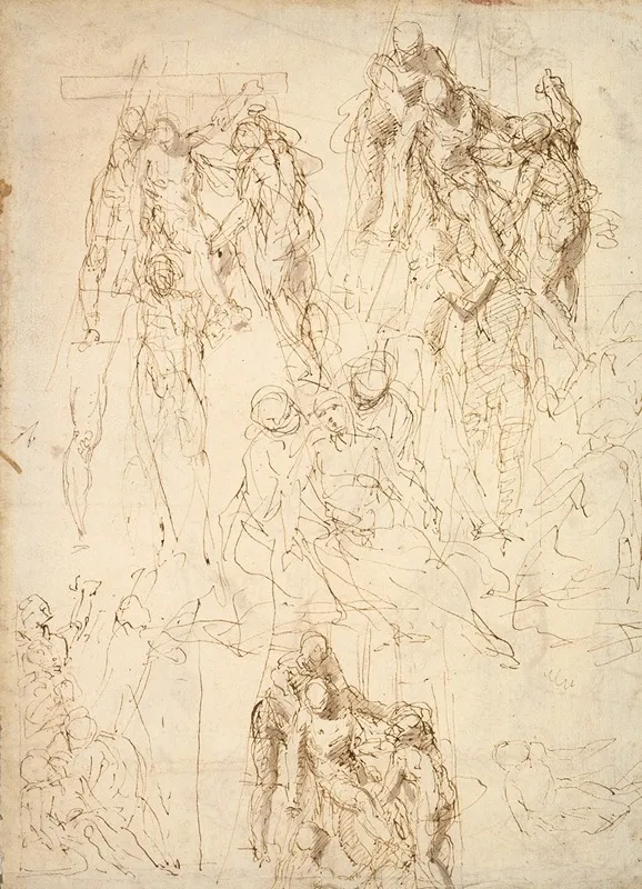 Studies For The Deposition Wall Art by Aurelio Luini - High-Resolution Digital Print