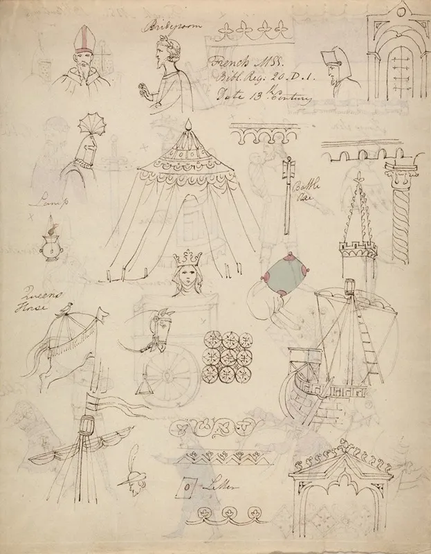 Studies From A French Mss Bible Registry Wall Art by Robert Smirke - High-Resolution Digital Print