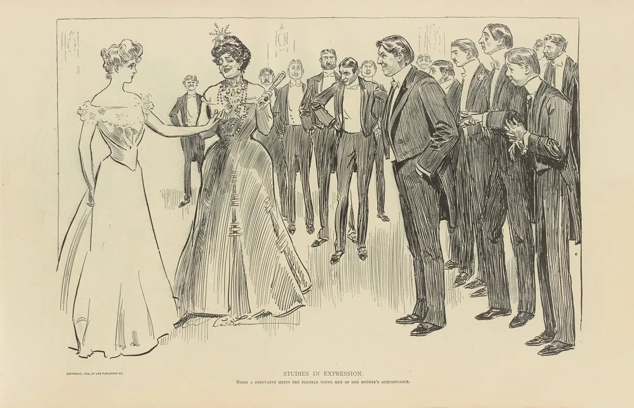 Studies In Expression When A Debutante Meets The Eligible Young Men Wall Art by Charles Dana Gibson - High-Resolution Digital Print