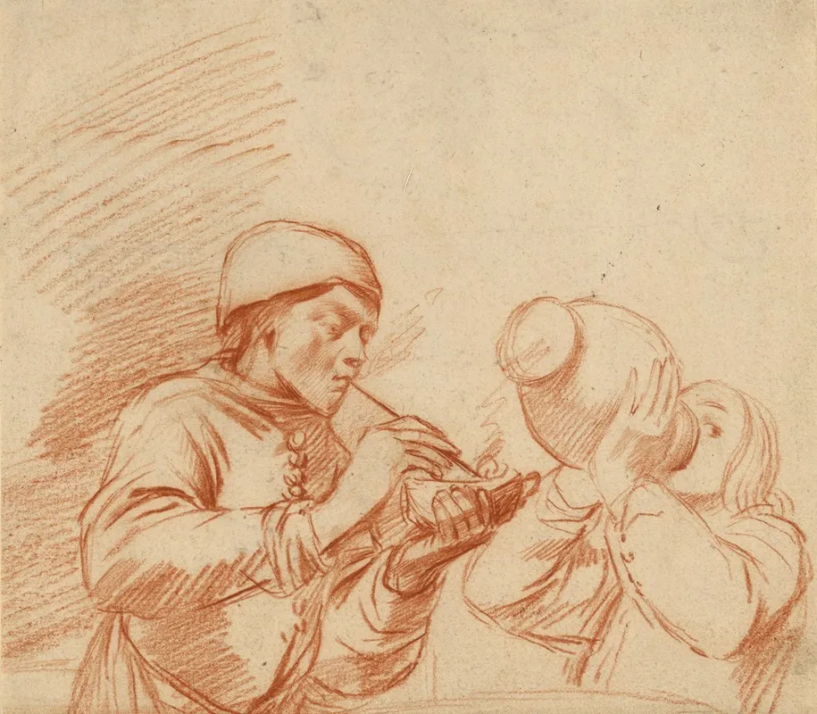 Studies Of A Man Smoking And A Man Drinking Wall Art by Dirk (Theodorus) Helmbreker - High-Resolution Digital Print