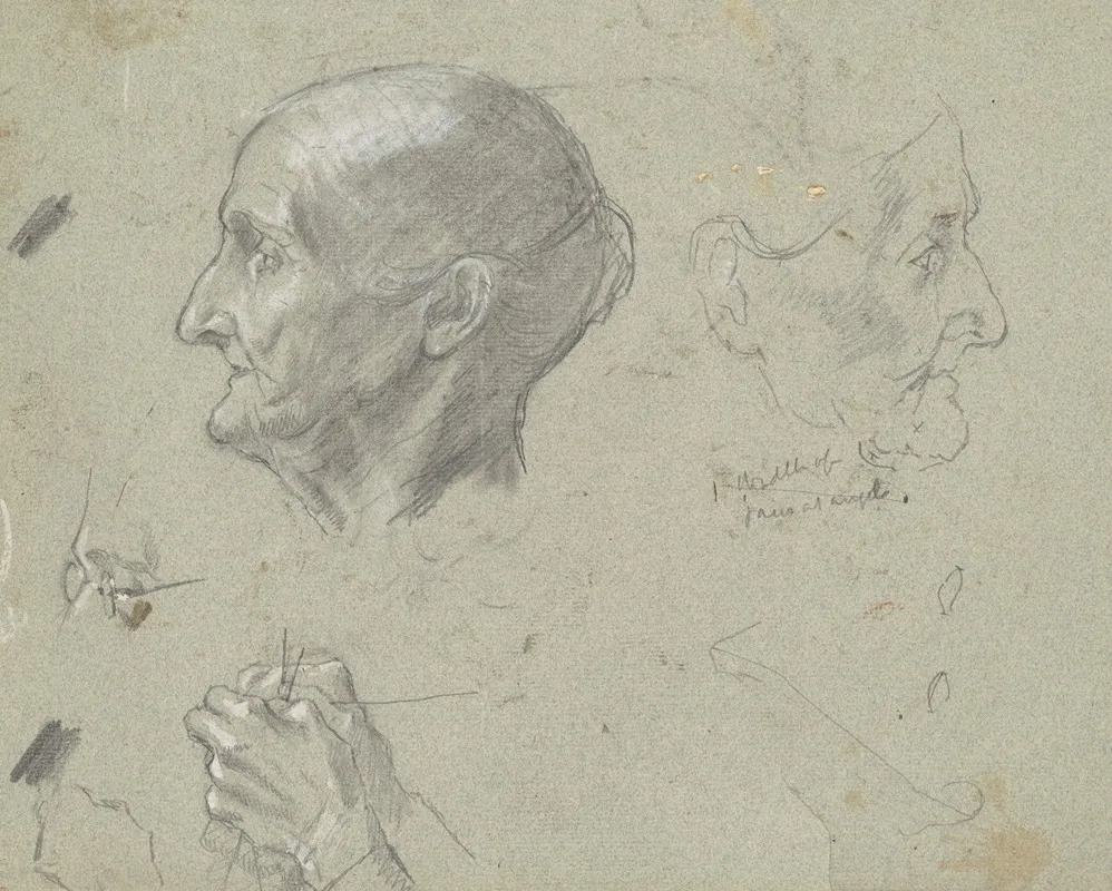 Studies Of An Elderly Woman Knitting