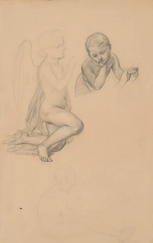 Studies Of Angels For The Painting The Immaculate Conception Of The Blessed Virgin Mary Wall Art by Józef Simmler - High-Resolution Digital Print