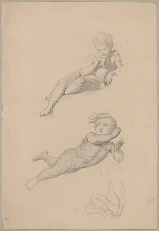 Studies Of Boys Nudes To The Ceiling Wedding Procession Of Cupid And Psyche Wall Art by Józef Simmler - High-Resolution Digital Print