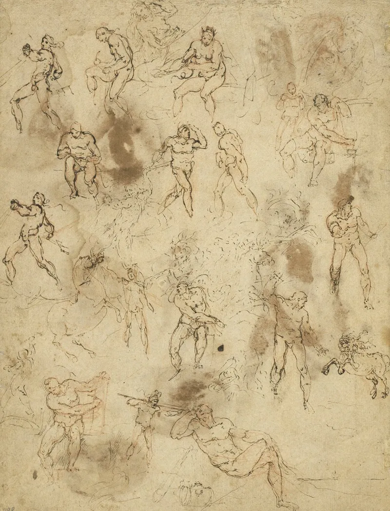 Studies Of Figures Verso Wall Art by Ambrogio Figino - High-Resolution Digital Print