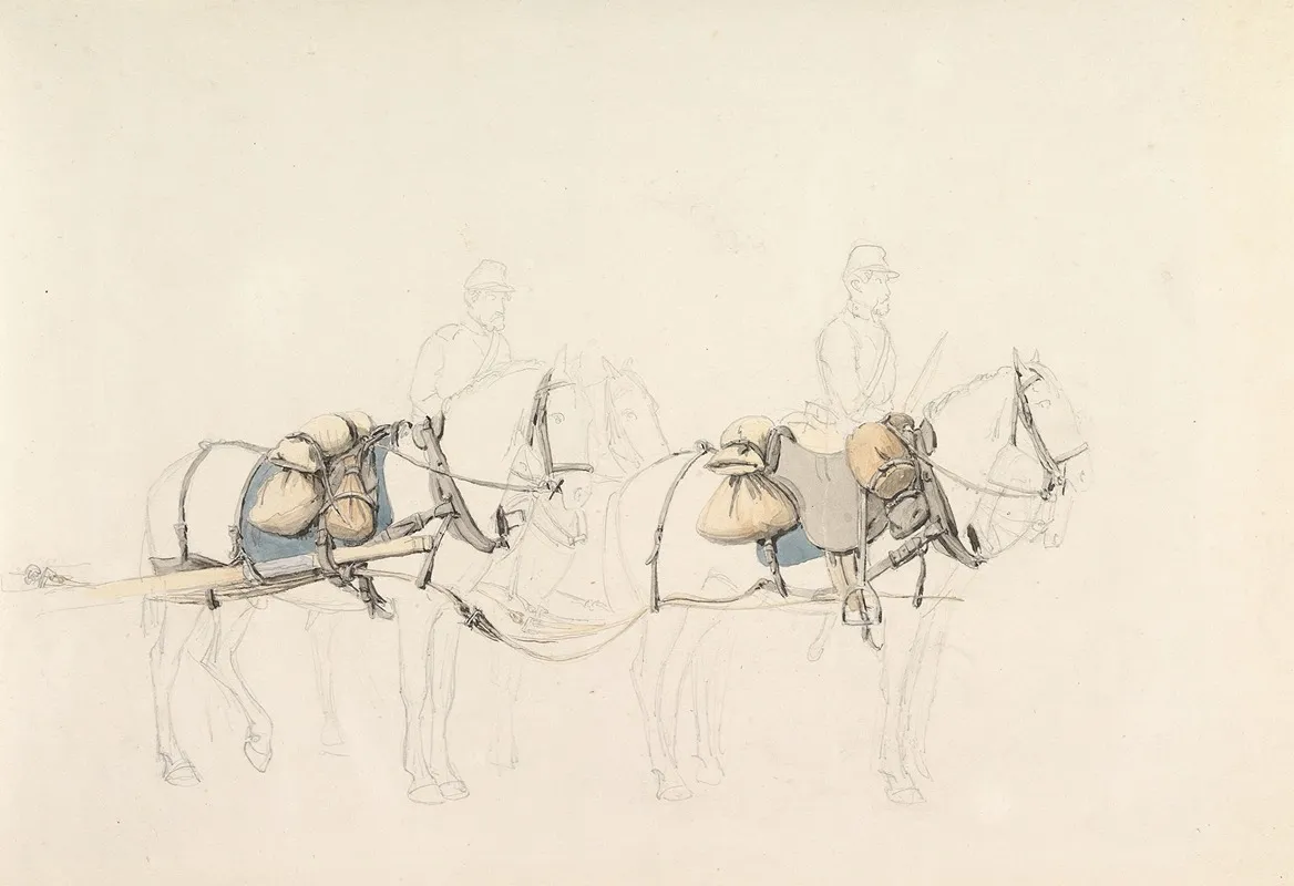 Studies Of Four Horses With Two Horsemen