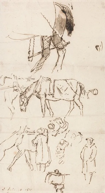 Studies Of Horses Men And Carriages