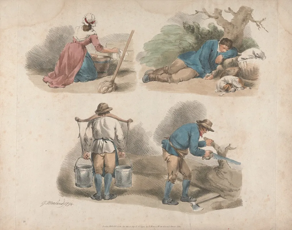 Studies Of Laborers Wall Art by George Morland - High-Resolution Digital Print