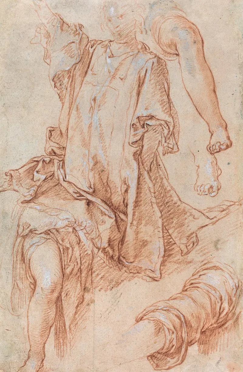 Studies Of Legs And Drapery Recto