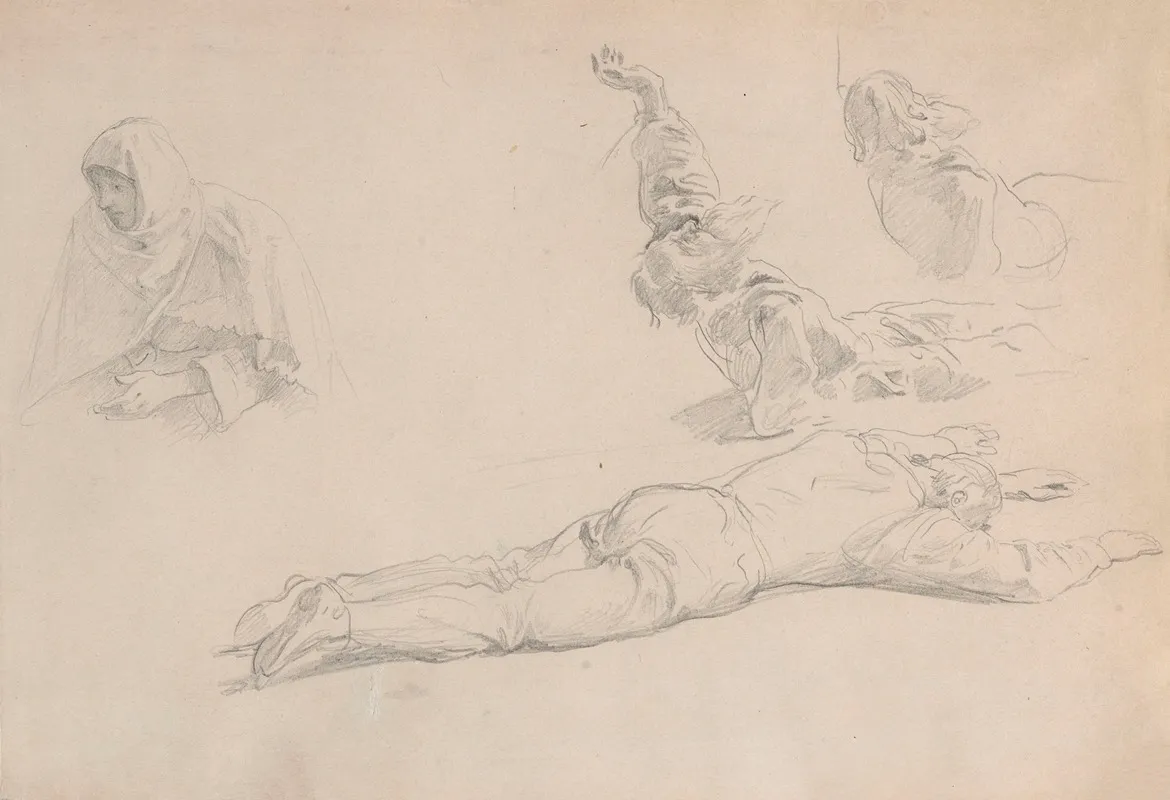 Studies Of Male Figures Sketch For The Painting The Princesss Dowry