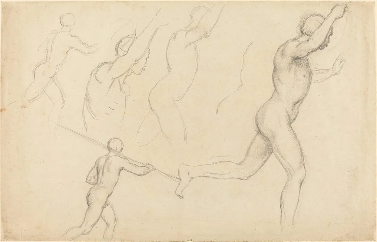 Studies Of Men Running Wall Art by William Etty - High-Resolution Digital Print