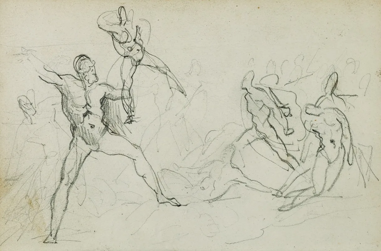 Studies Of Nude Men In Combat Wall Art by Théodore Géricault - High-Resolution Digital Print