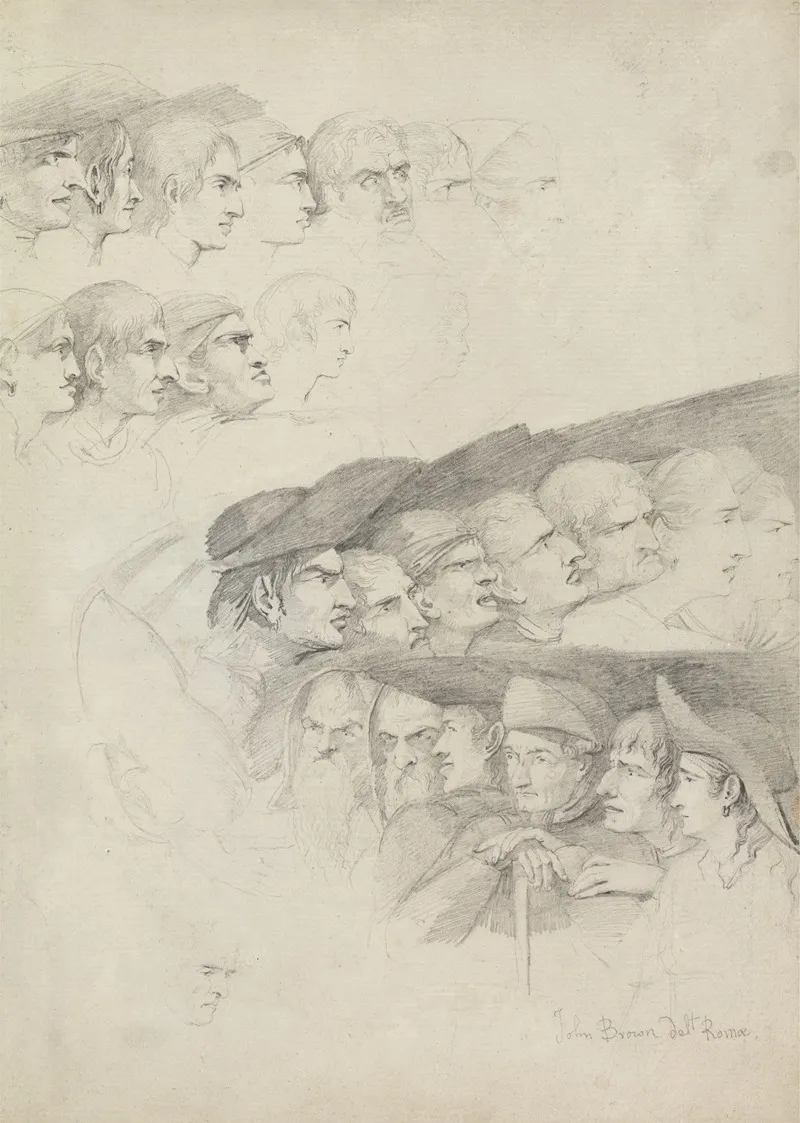 Studies Of Rows Of Spectators Wall Art by John Brown - High-Resolution Digital Print
