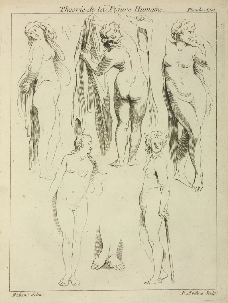 Studies Of Standing Female Nudes And A Pair Of Feet Wall Art by Peter Paul Rubens - High-Resolution Digital Print