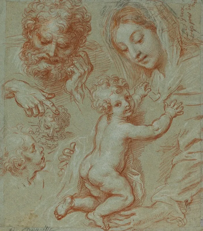 Studies Of The Madonna And Child And Of Heads