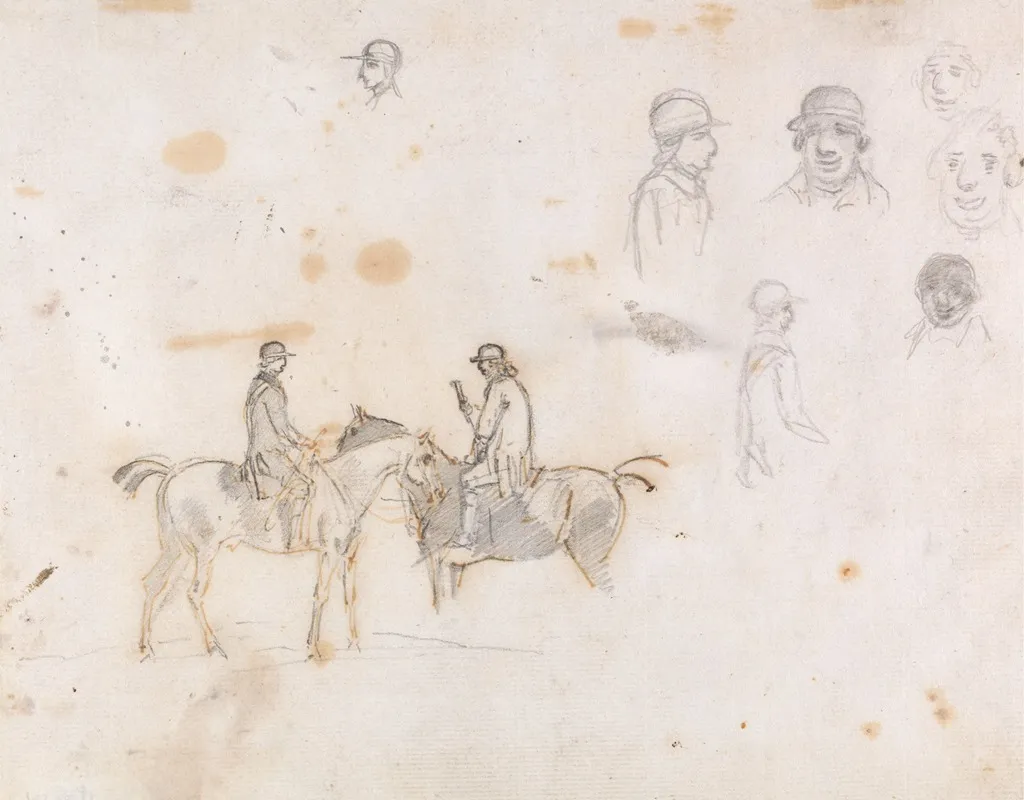 Studies Of Two Riders And Of Riders Heads