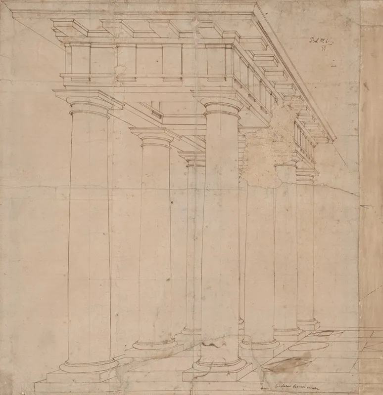 Study For A Colonnade In Perspective Wall Art by Baldassare Peruzzi - High-Resolution Digital Print