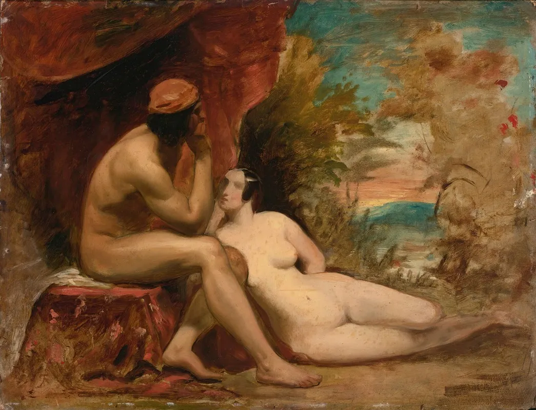 Study For A Family Of The Forests Wall Art by William Etty - High-Resolution Digital Print