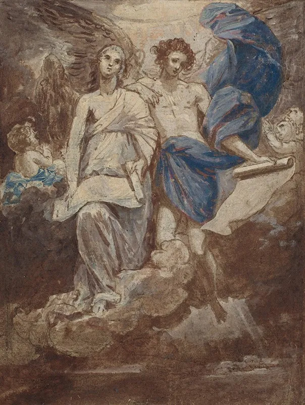 Study For A Painting Of The Angels Appearing To The Shepherds 1774 Wall Art by Benjamin West - High-Resolution Digital Print