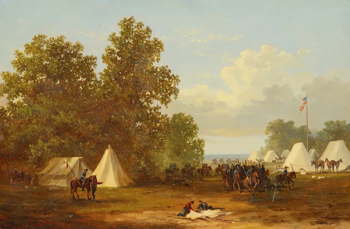 Study For Encampment Of Colonel Rushs Cavalry Lancers Wall Art by Xanthus Russell Smith - High-Resolution Digital Print