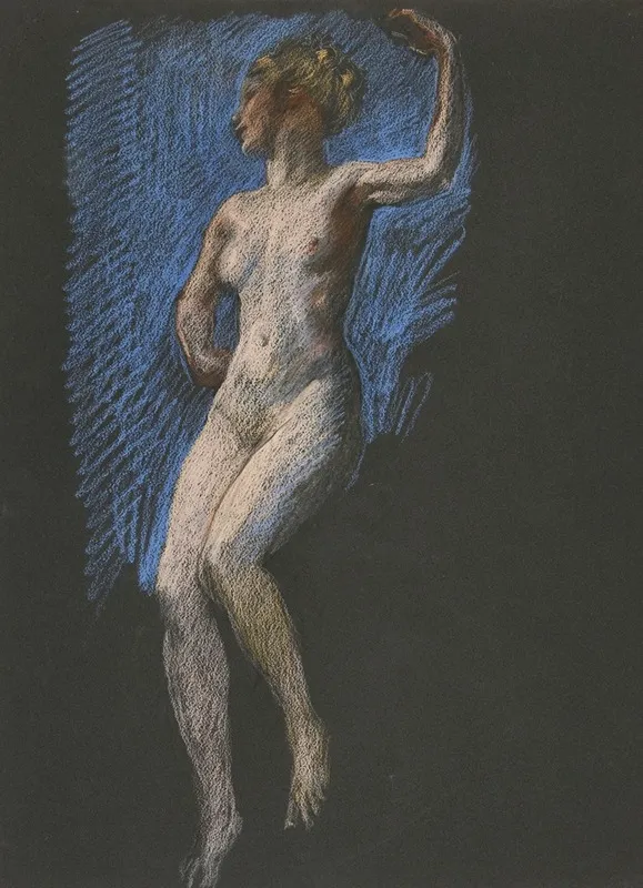 Study For Figure Of 4 Pm In The Hours Mural At The State Capitol Building In Harrisburg Pennsylvania