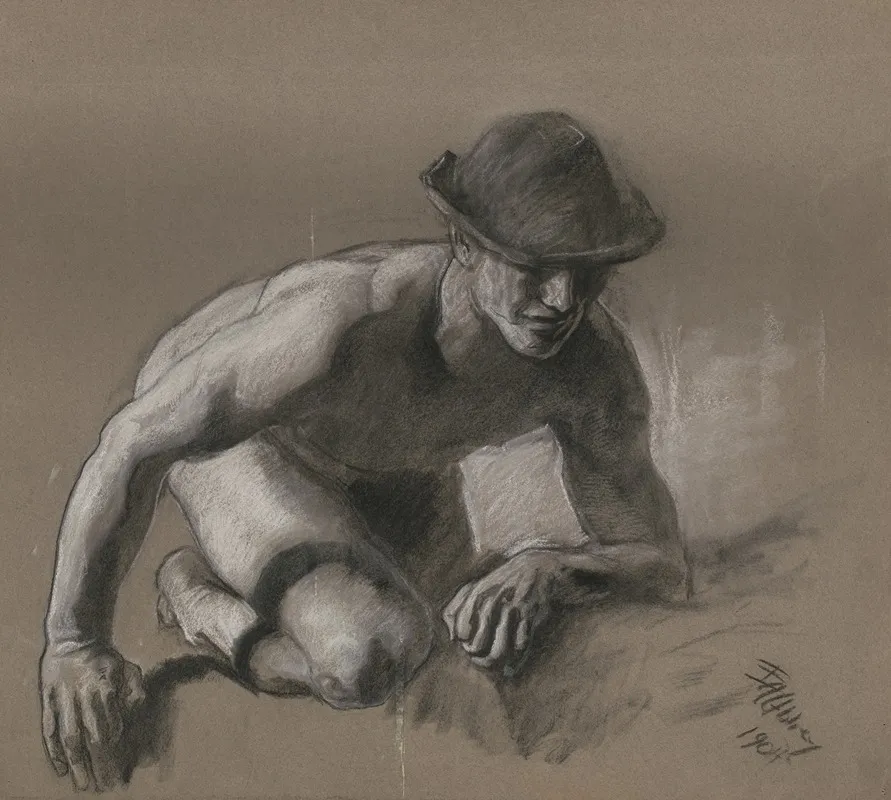 Study For Figure Of Miner In Science Revealing The Treasures Of The Earth Mural At The State Capitol Building In Harrisburg Pennsylvania