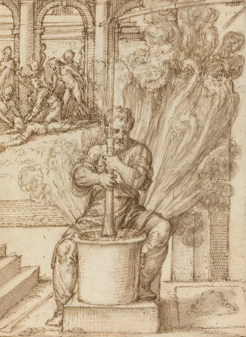 Study For Man Making An Explosion