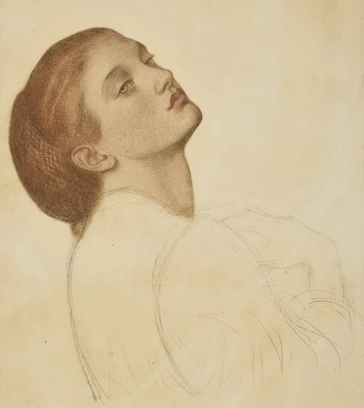Study For Marigolds The Bower Maiden Fleur De Marie Wall Art by Dante Gabriel Rossetti - High-Resolution Digital Print