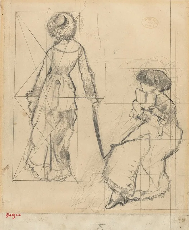 Study For Mary Cassatt At The Louvre Recto Wall Art by Edgar Degas - High-Resolution Digital Print