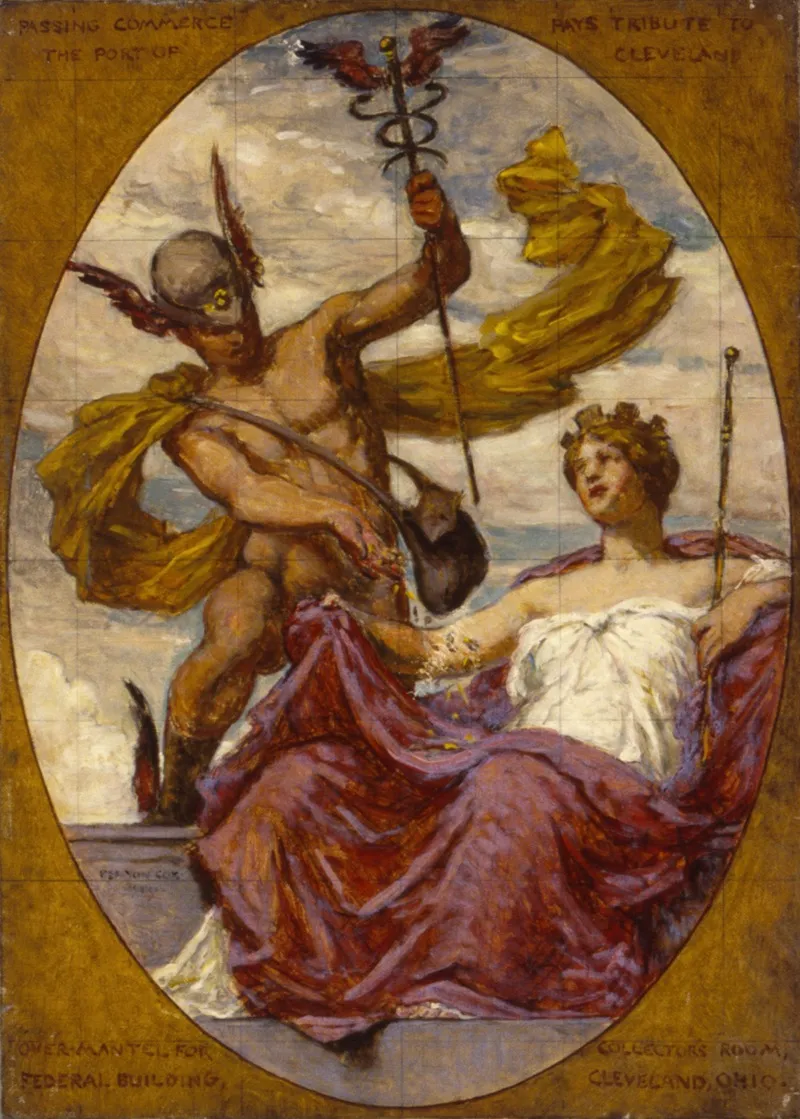 Study For Mural At U S Custom House Cleveland Oh Passing Commerce Pays Tribute To The Port Of Cleveland Wall Art by Kenyon Cox - High-Resolution Digital Print