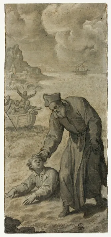 Study For Saint Philip Neri Rescuing A Drowning Youth
