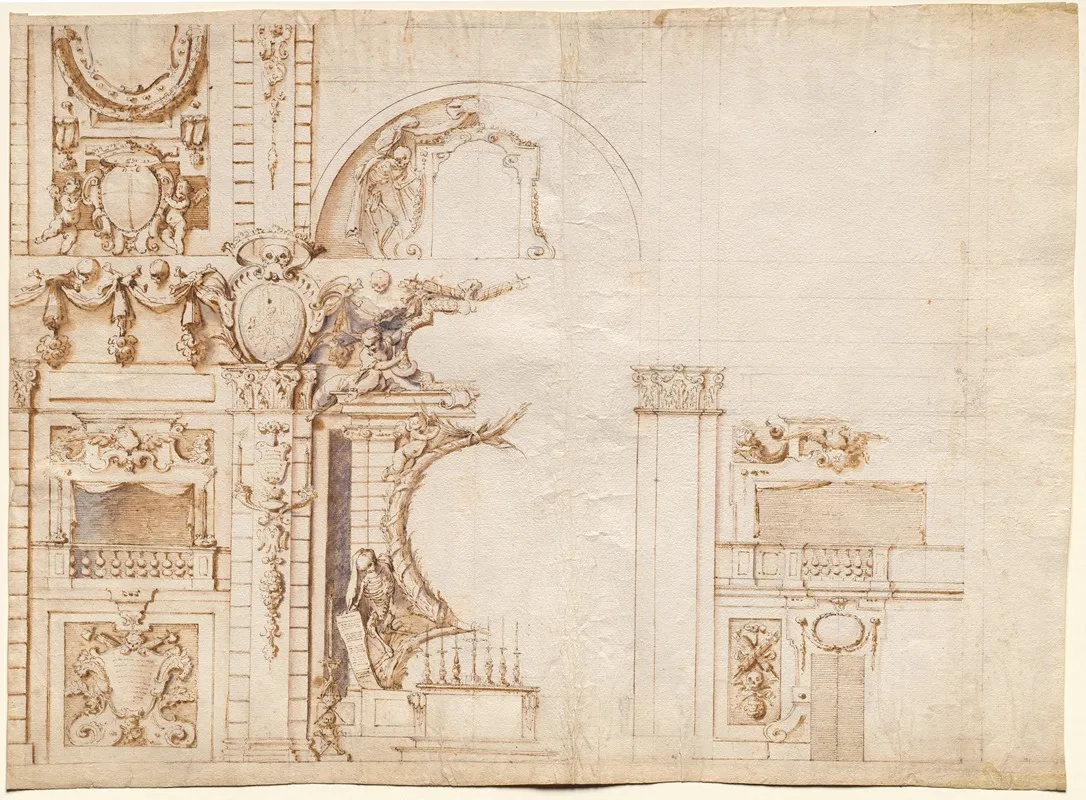 Study For The Essequie Conducted In San Lorenzo Florence In 1637 In Honour Of Holy Roman Emperor Ferdinand Ii Wall Art by Alfonso Parigi - High-Resolution Digital Print