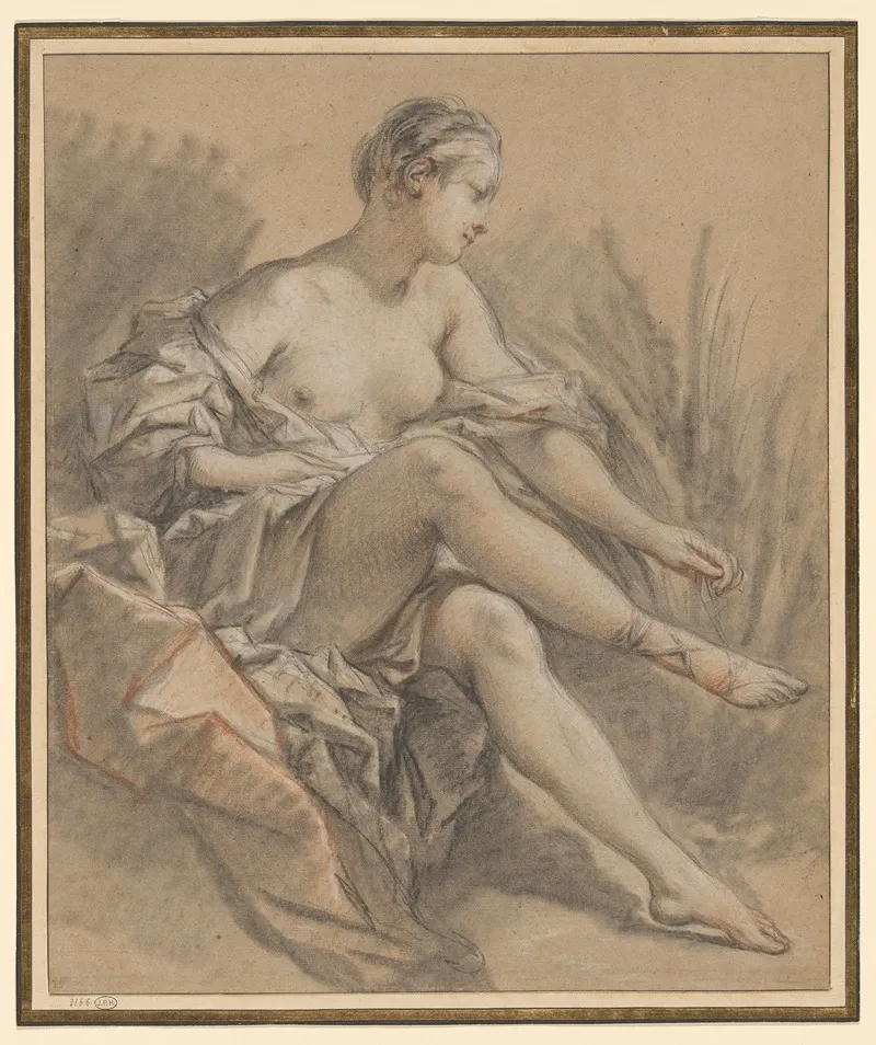 Study For The Figure Of Diana Ca 1743 45 Wall Art by François Boucher - High-Resolution Digital Print