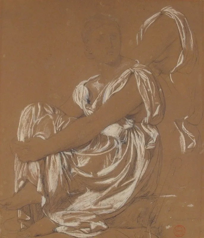 Study For The Figure Of The Iliad In The Apotheosis Of Homer Wall Art by Jean Auguste Dominique Ingres - High-Resolution Digital Print