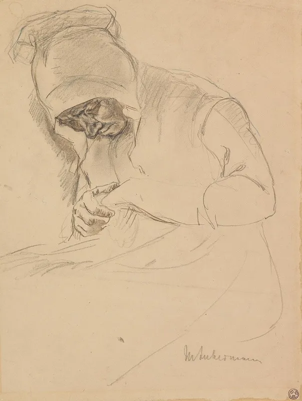 Study For The Painting Stopfende Alte Am Fenster