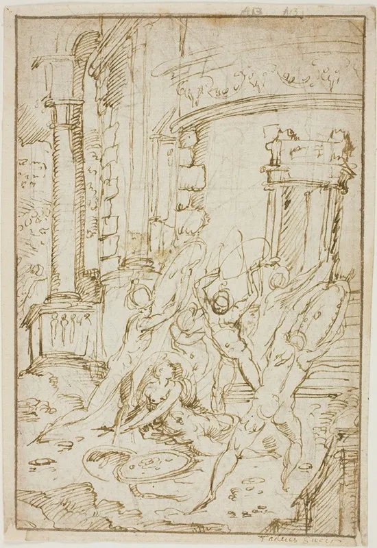 Study For The Rape Of The Sabines Wall Art by Circle of Jacopo Zanguidi - High-Resolution Digital Print